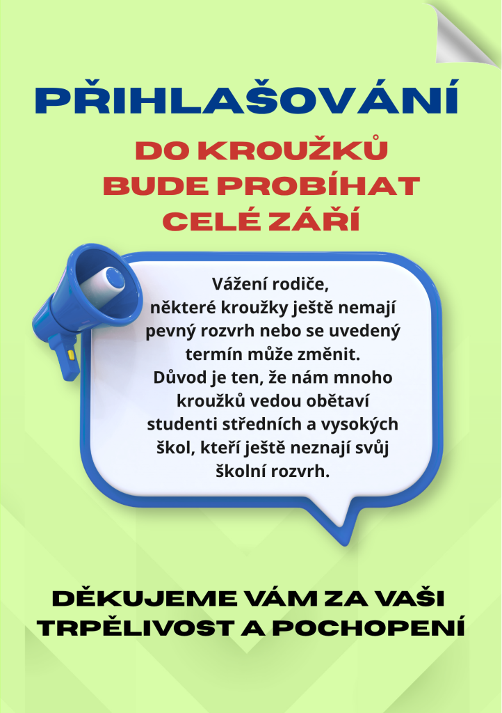 Přihlašování do kroužků bude probíhat celé září
