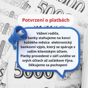 Potvrzení za zaplacení kroužků budeme vydávat až na začátku října
